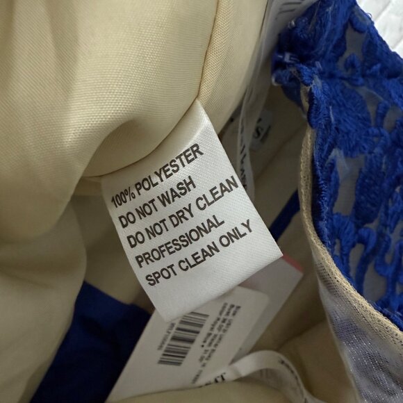 JJs House Royal Blue Lace & Chiffon V-Neck Evening Gown US12/UK14 - Picture 7 of 12